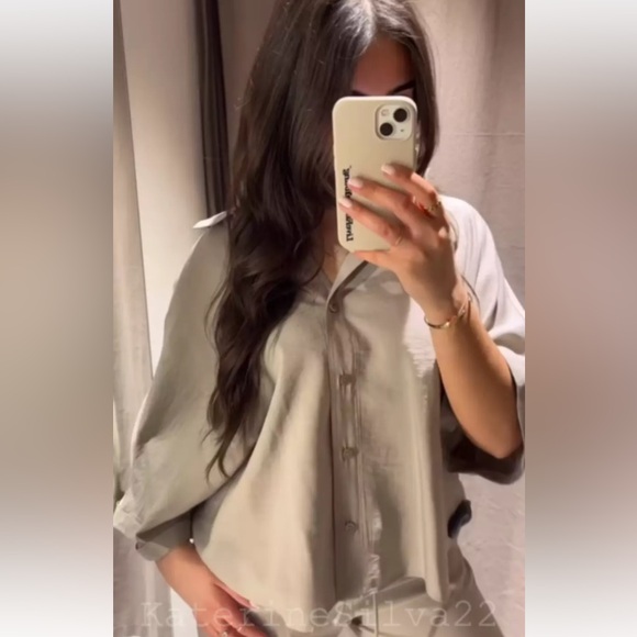 ZARA NEW WOMAN SS24 MINK ZW COLLECTION OVERSIZE SHIRT - Picture 3 of 10